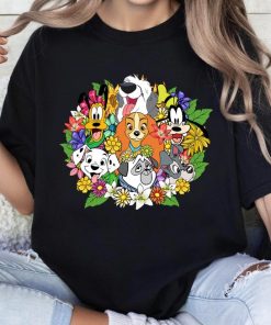 Disney Floral Dogs Shirt, Disney Dogs T-shirt