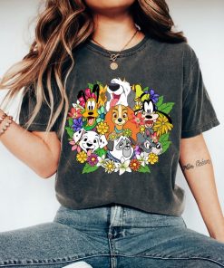 Disney Floral Dogs Shirt, Disney Dogs T-shirt