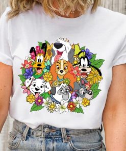 Disney Floral Dogs Shirt, Disney Dogs T-shirt