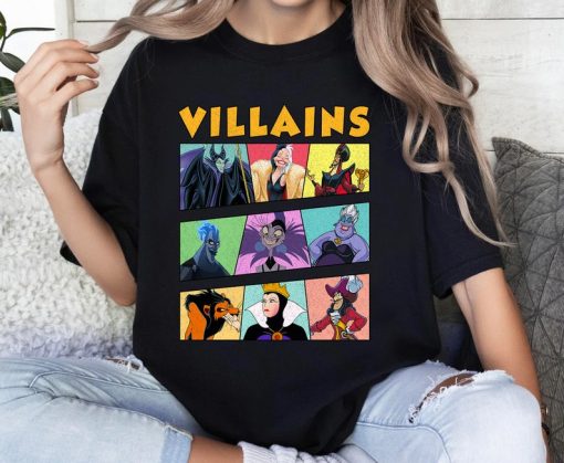 Disney Villains Bad Girls Bad Guys Retro Panel T-Shirt, Maleficent