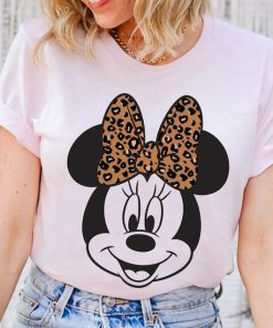 Disney Mickey And Friends Minnie Mouse Leopard Bow Portrait T-Shirt