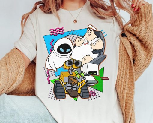 Disney Retro 90s Style Group Shot Wall-E Characters Squad Shirt