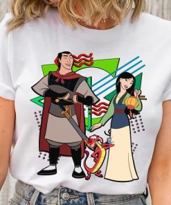 Disney Retro 90s Style Group Shot Mulan Characters Squad Shirt