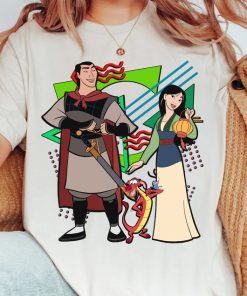 Disney Retro 90s Style Group Shot Mulan Characters Squad Shirt