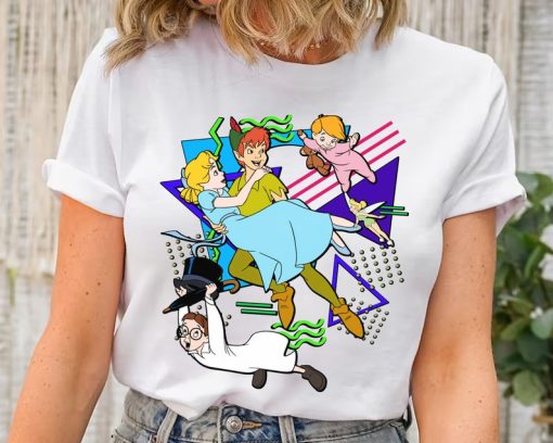 Disney Retro 90s Style Group Shot Peter Pan Characters Squad Shirt