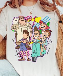 Disney Retro 90s Style Group Shot Pixar Luca Characters Squad Shirt