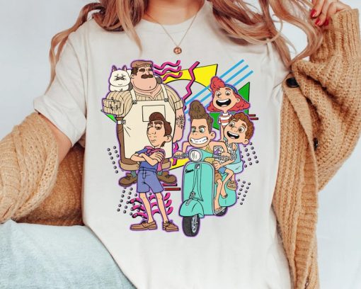 Disney Retro 90s Style Group Shot Pixar Luca Characters Squad Shirt