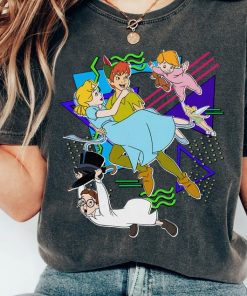 Disney Retro 90s Style Group Shot Peter Pan Characters Squad Shirt