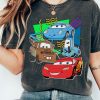 Disney Retro 90s Style Group Shot Pixar Cars Characters Squad Shirt