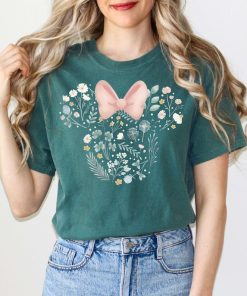 Cute Disney Minnie Mouse Head Icon Spring Flowers Shirt