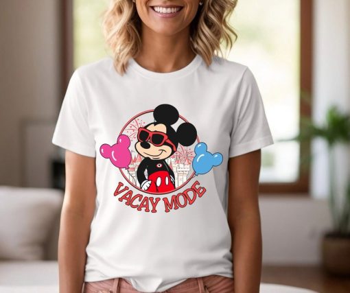 Funny Disney Vacay Mode Shirt, Mickey & Minnie Castle Balloon T-shirt