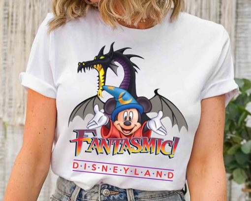 Retro Maleficent Dragon And Sorcerer Mickey T-shirt