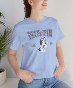 Muffin Heeler Varsity Style T Shirt | Blue Dog Show Merch