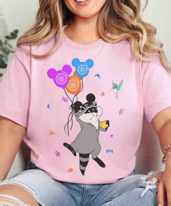 Cute Meeko Raccoon And Flit With Mickey Balloons T-shirt