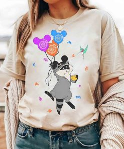 Cute Meeko Raccoon And Flit With Mickey Balloons T-shirt