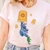 Cute Floating Lanterns Stitch and Pascal T-shirt