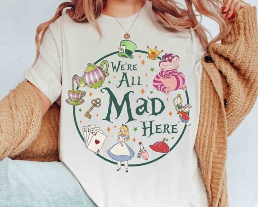 Vintage Alice in Wonderland We're All Mad Here T-shirt