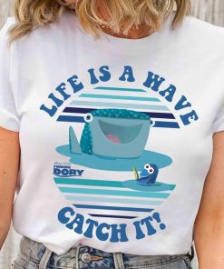 Funny Disney Pixar Finding Dory Destiny Life is Wave Retro T-shirt