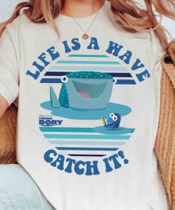 Funny Disney Pixar Finding Dory Destiny Life is Wave Retro T-shirt