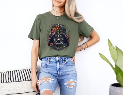 Floral Darth Vader Face Shirt, Star Wars Flowers T-shirt