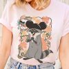 Cute Meeko Raccoon And Flit With Mickey Ears Floral T-shirt