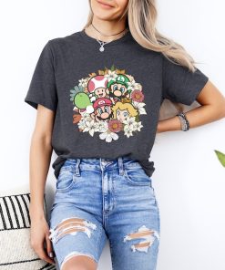 Floral Mario Characters Shirt, Princess Peach Mario Sweatshirt