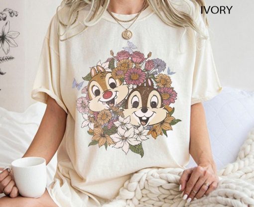 Chip And Dale Shirt, Disney Floral Shirt, Retro Disney Shirt