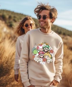 Floral Mario Characters Shirt, Princess Peach Mario Sweatshirt