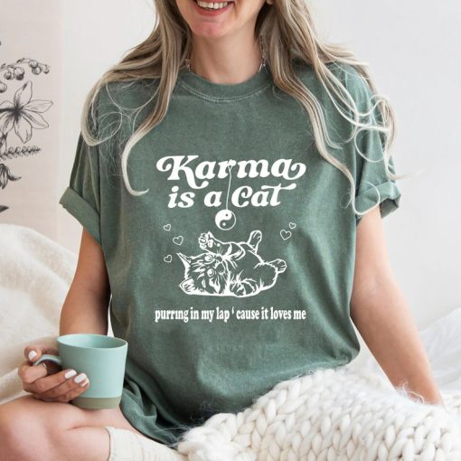 Comfort Colors® Karma Is a Cat T-Shirt, Cat Lover T-Shirt,