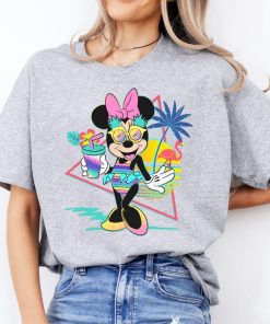 Vibrant Neon Minnie Mouse Beach Party T-Shirt