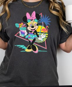 Vibrant Neon Minnie Mouse Beach Party T-Shirt