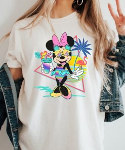 Vibrant Neon Minnie Mouse Beach Party T-Shirt