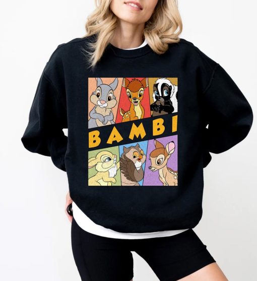 Retro Disney Bambi Characters Shirt, Bambi, Flower, Thumper, Faline