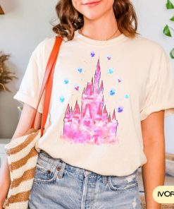 Comfort Colors Pink Disney Watercolor Castle T-Shirt