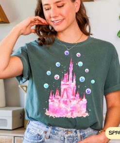 Comfort Colors Pink Disney Watercolor Castle T-Shirt