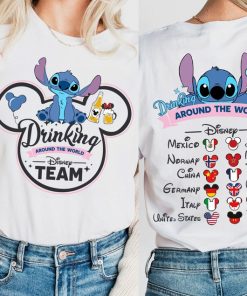 Stitch Drinking Around The World T-Shirt, Stitch Disney Team Shirt