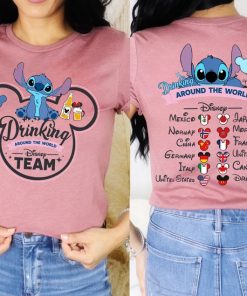 Stitch Drinking Around The World T-Shirt, Stitch Disney Team Shirt