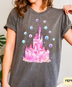 Comfort Colors Pink Disney Watercolor Castle T-Shirt