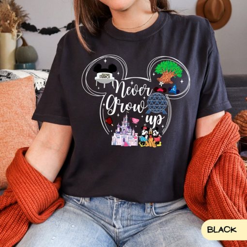 Comfort Colors Never Grow Up Mickey and Friends Shirt