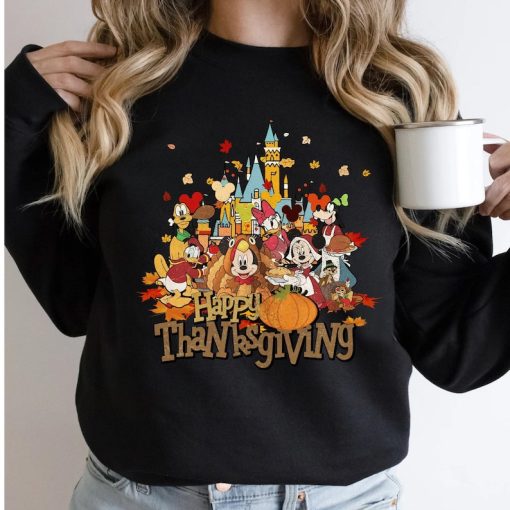 Vintage Cute Mickey and Friends Happy Thanksgiving Comfort Shirt