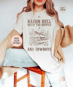 Western Raisin Hell With The Hippies Tshirt Graphic Oversized Tee Boho