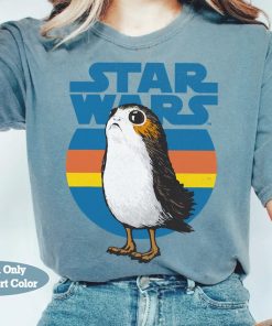 Star Wars Last Jedi Porg Retro Stripes Logo Graphic Shirt