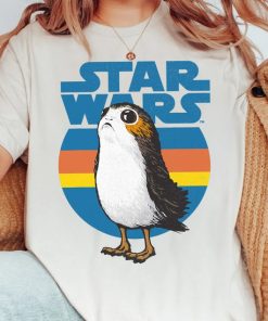 Star Wars Last Jedi Porg Retro Stripes Logo Graphic Shirt