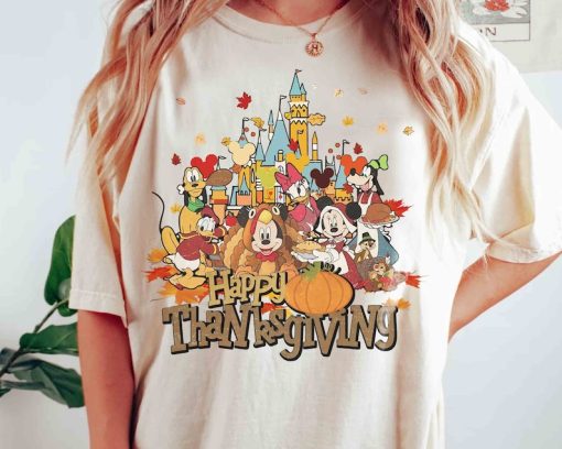 Vintage Cute Mickey and Friends Happy Thanksgiving Comfort Shirt