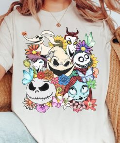 Nightmare Before Christmas Characters Floral Shirt