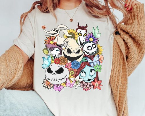 Nightmare Before Christmas Characters Floral Shirt