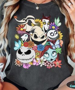 Nightmare Before Christmas Characters Floral Shirt