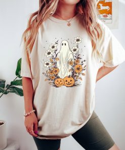 Halloween Shirt Retro Floral Ghost Tee, Cottagecore Fall Ghost TShirt