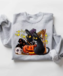 Cat halloween sweatshirt, ghost cat shirt, Halloween Sweater