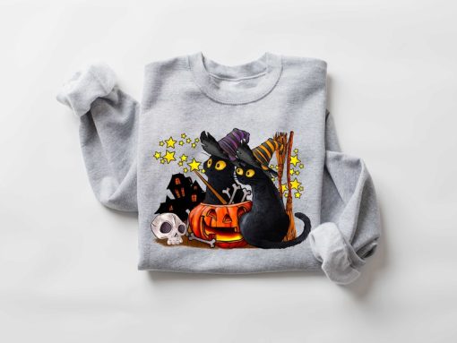 Cat halloween sweatshirt, ghost cat shirt, Halloween Sweater